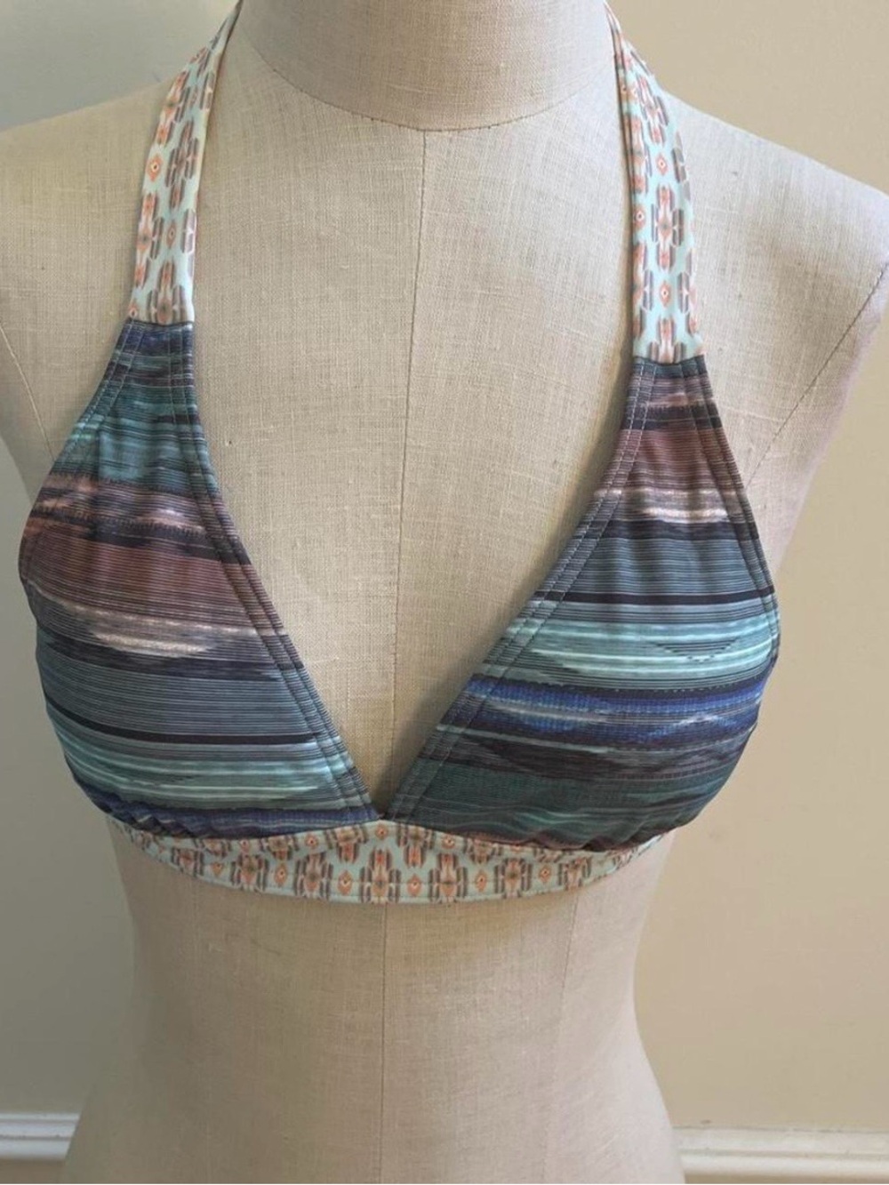 prAna Lahari striped Halter Bikini Top in Teal
